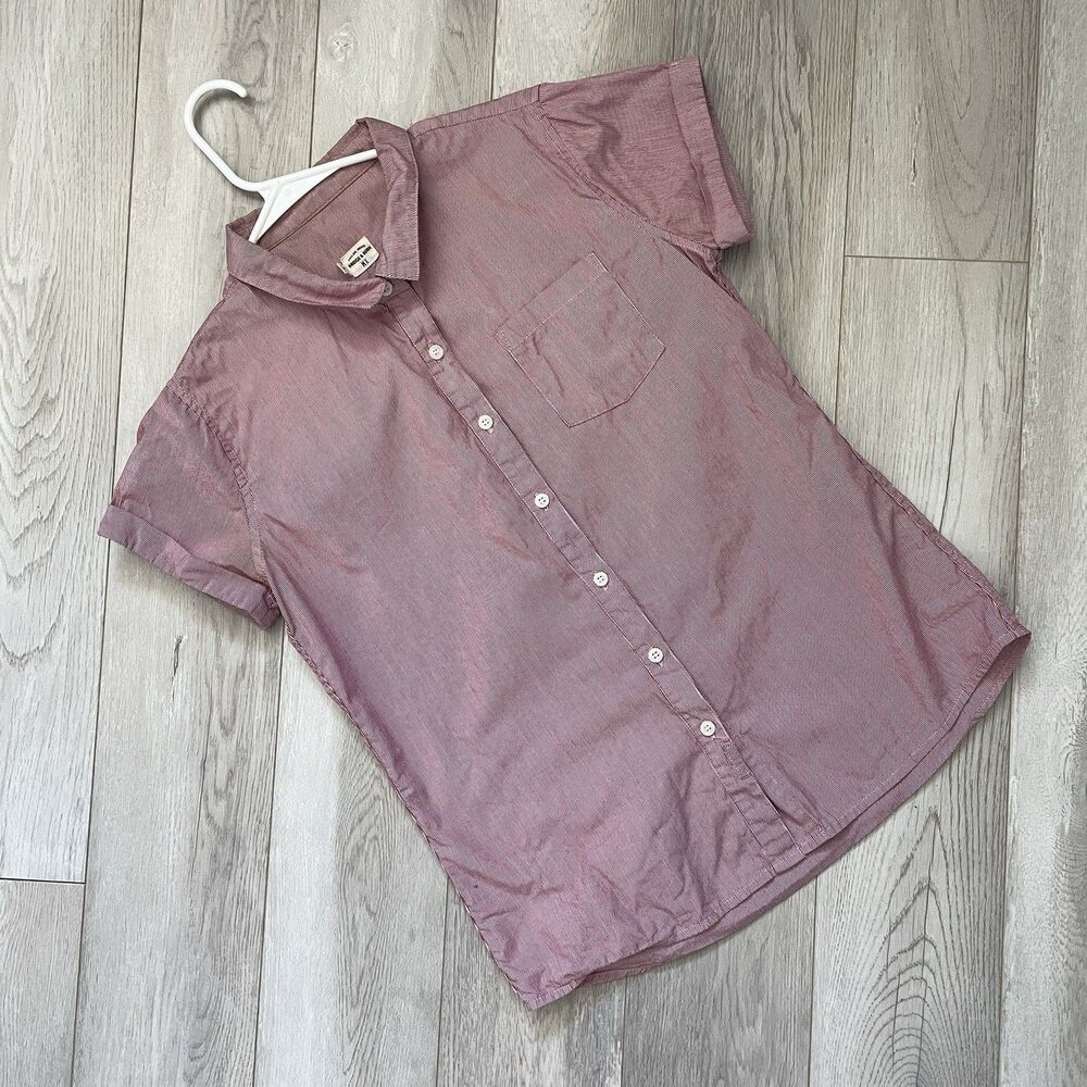 Bridge & Burn Buttonup Shirt cotton striped womens Red (small) preppy timeless